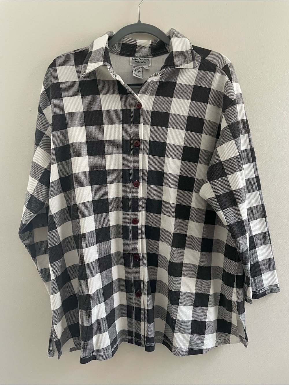 Women’s Maternity Medium Dan Howard Black and White Checkered Flannel